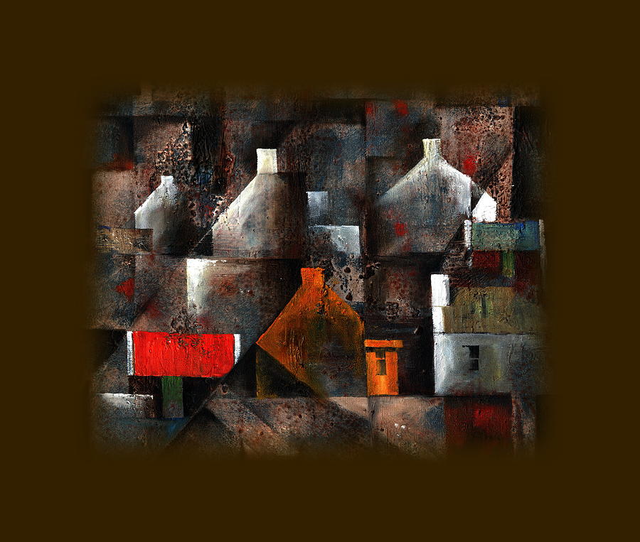 Nightime Gables Painting by Val Byrne