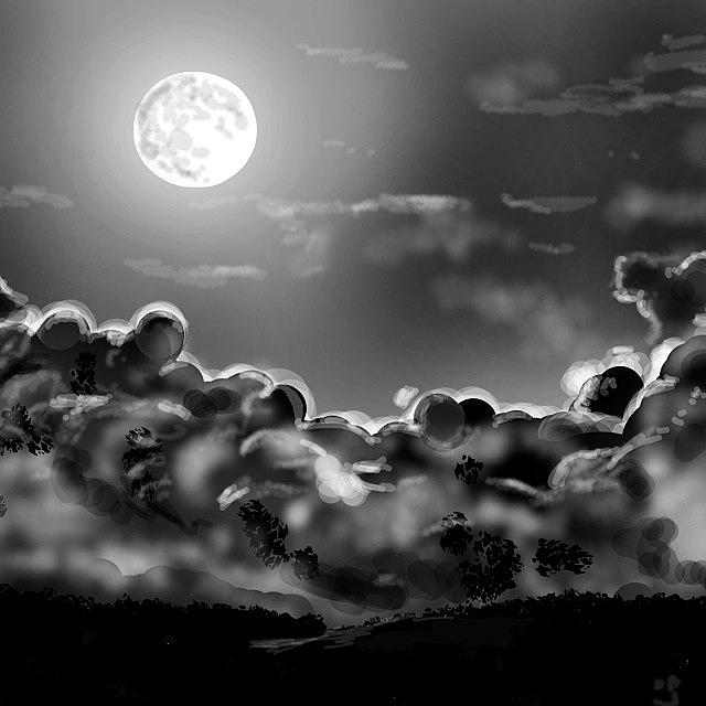 Nature Photograph - #nightime #night #moonlight #clouds by David Burles