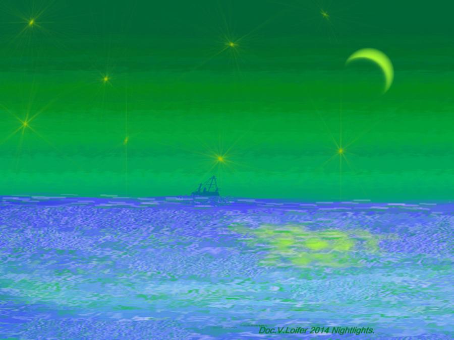 Nightlights. Digital Art by Dr Loifer Vladimir