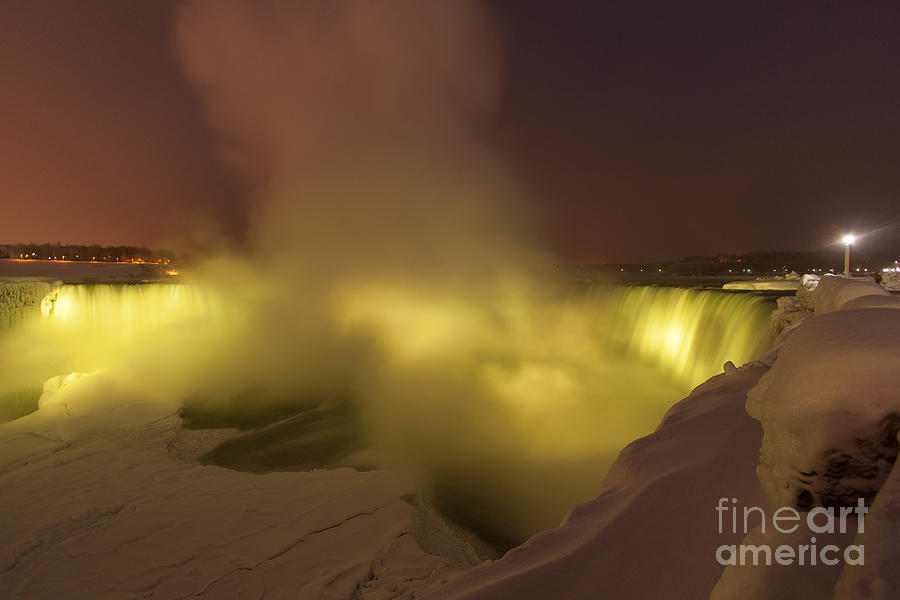 Winter Photograph - Nighttime at Niagara Falls by Steve Clough