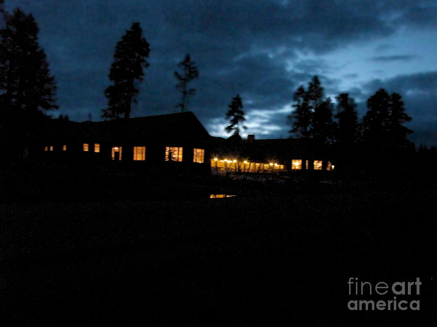 Yellowstone National Park Photograph - Nighttime At Yellowstone Lake Lodge by Phil Welsher