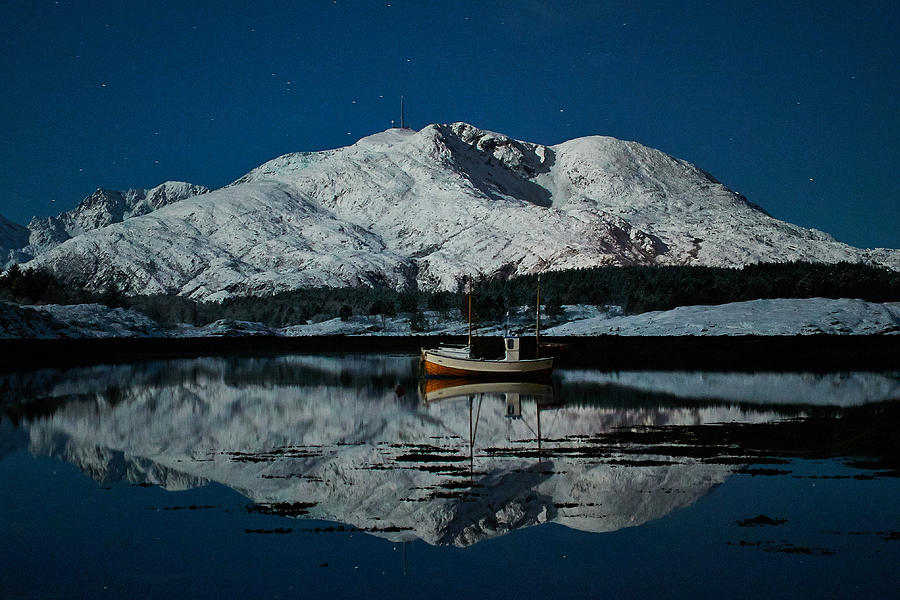 Mountain Photograph - Nighttime mirror by Trond Solem