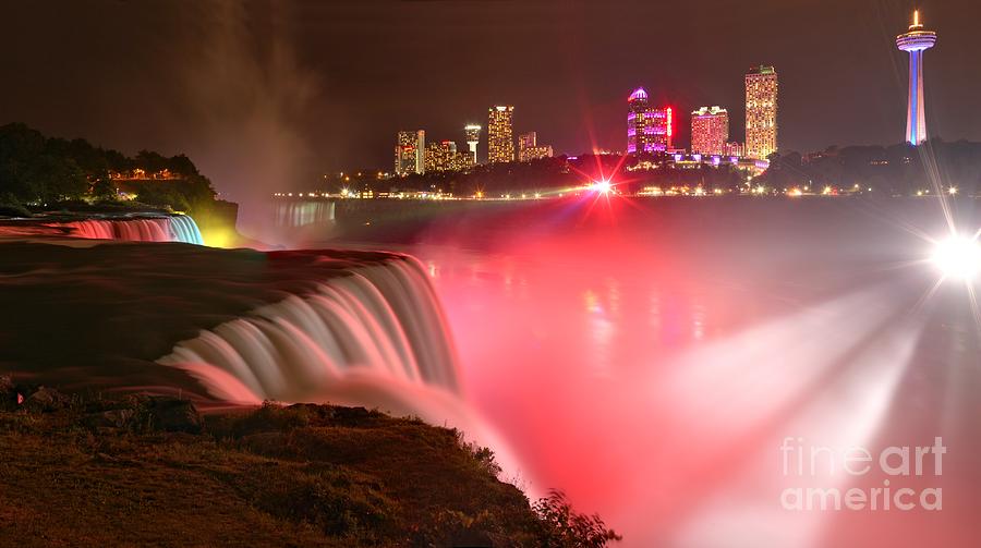 Nighttime Niagara Falls Panorama Photograph by Adam Jewell