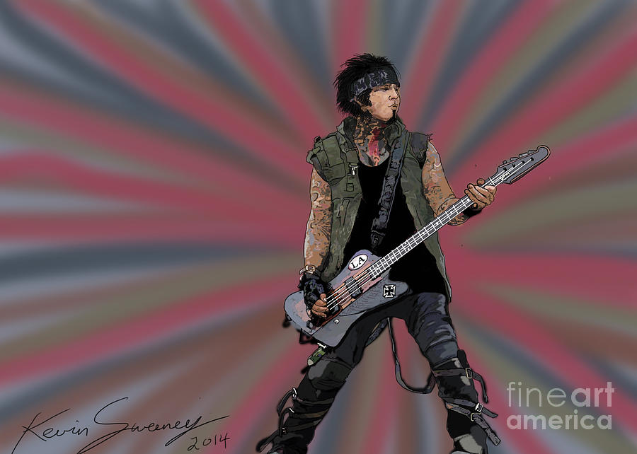 Bass Digital Art - Nikki Sixx by Kevin Sweeney