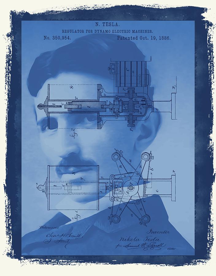 Nikola Tesla Mixed Media - Nikola Tesla by Dan Sproul Nikola Tesla Mixed Media - Nikola Tesla by Dan Sproul