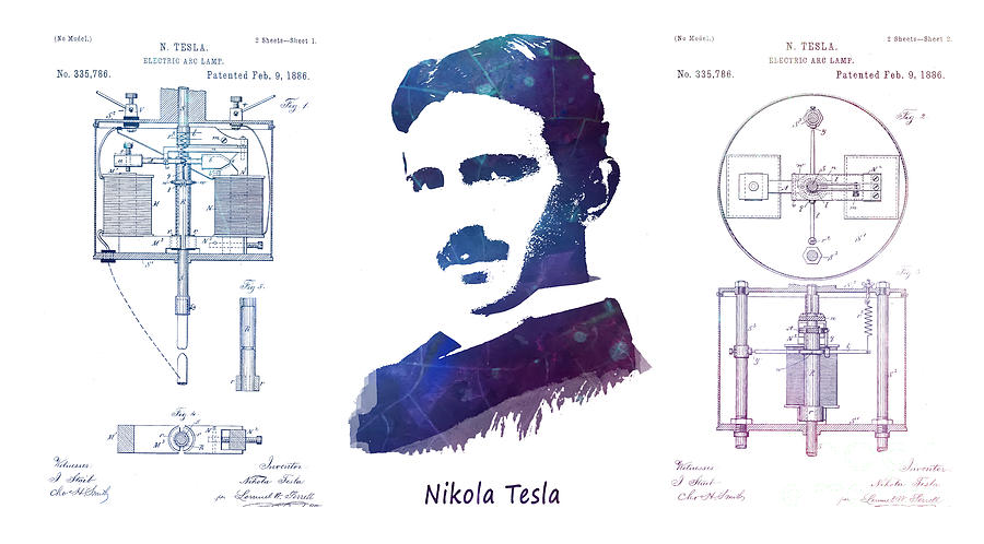 Nikola Tesla patent art Electric Arc Lamp Digital Art by Justyna Jaszke JBJart