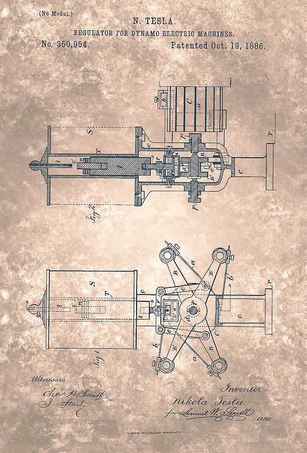 nikola tesla patent drawing from 1886 celestial images