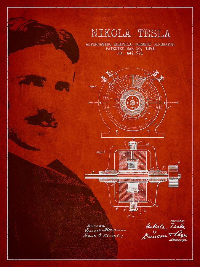 Vintage Digital Art - Nikola Tesla Patent from 1891 by Aged Pixel