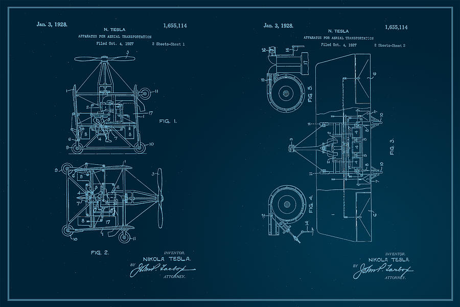 Nikola Teslas Aerial Transport Patent 1928 Digital Art by Paulette B Wright