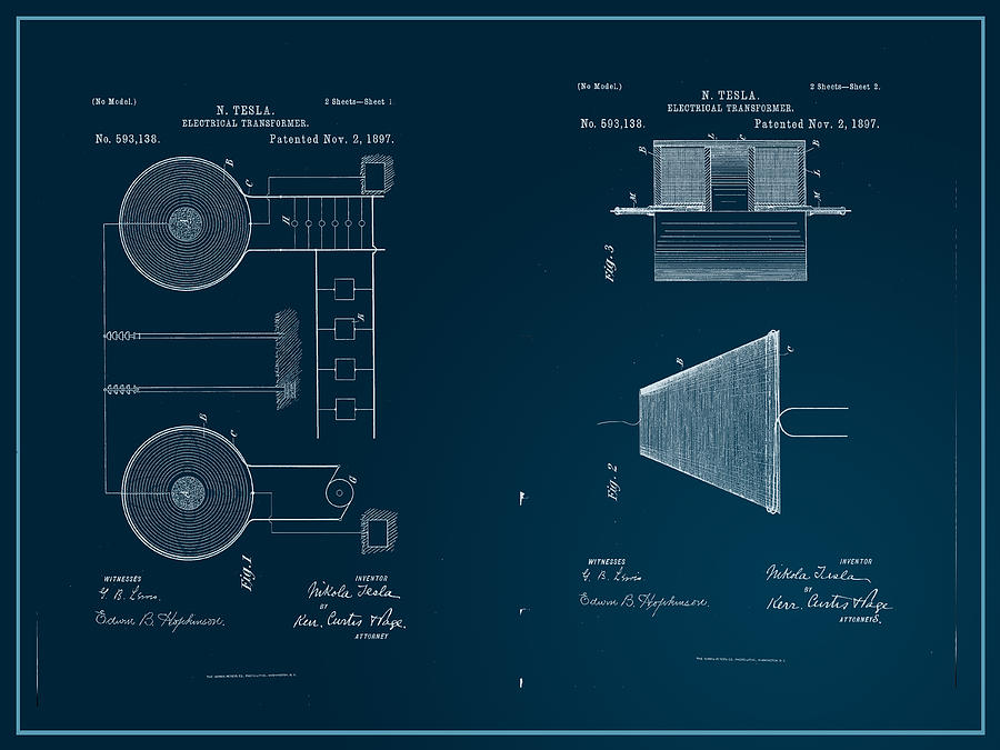 Nikola Teslas Electrical Transformer Patent 1897 Digital Art by Paulette B Wright