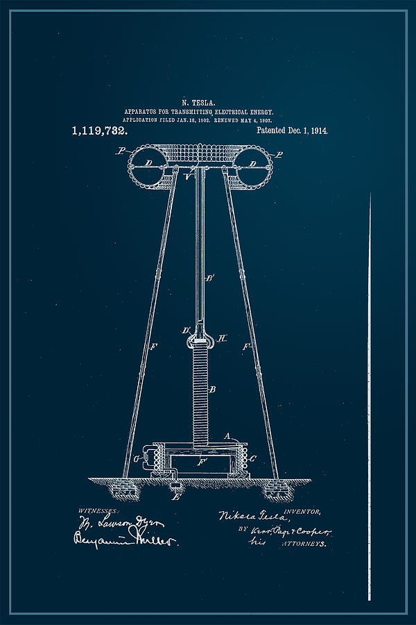 Nikola Teslas Transmitter Patent 1914 Digital Art by Paulette B Wright