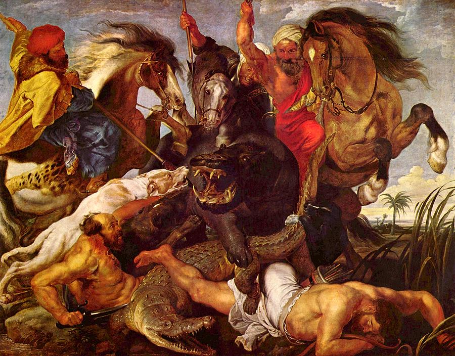 Nilpferdjagd Digital Art by Peter Paul Rubens