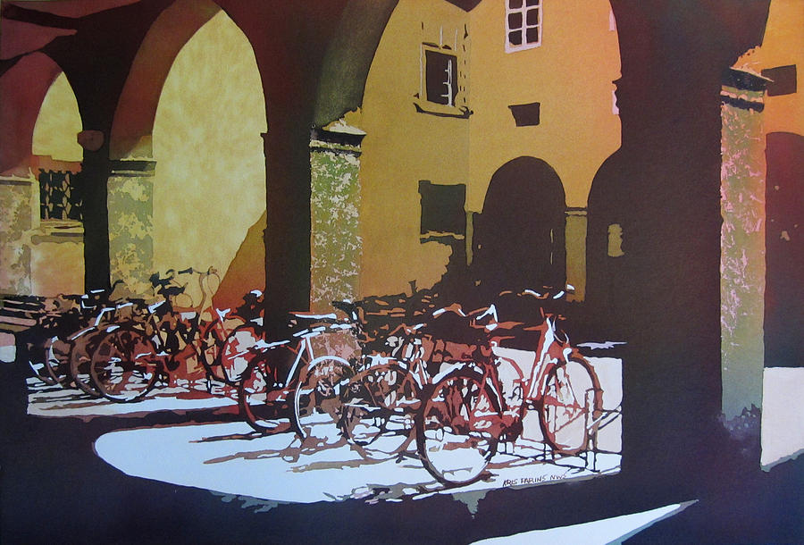 Nine Bicycles Painting by Kris Parins
