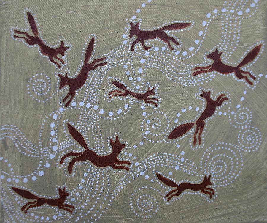 Red Foxes Painting - Nine Foxes by Sophy White