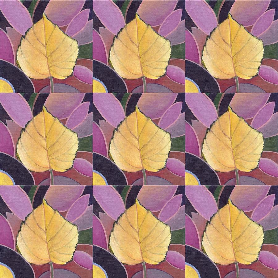 Nature Painting - Nine Golden Leaves 2 by Helena Tiainen