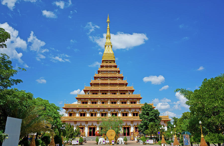 Nine Golden Pagoda, Khon Kaen, Thailand Photograph by Krit Of Studio Omg
