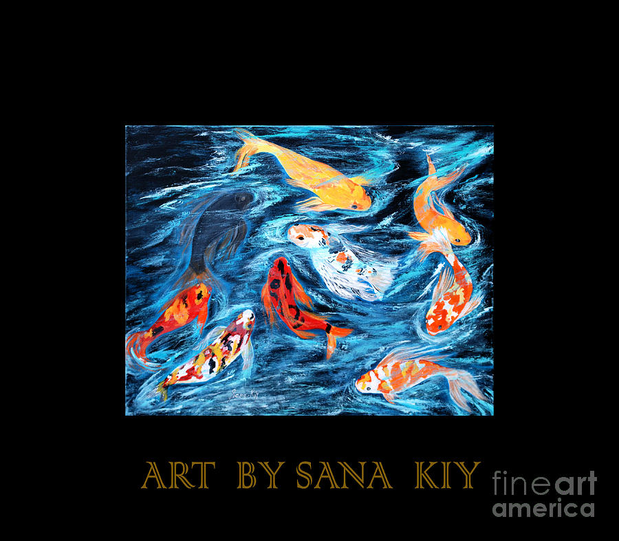 Fish Painting - Nine Koi Fish. Inspirations Collection. by Oksana Semenchenko