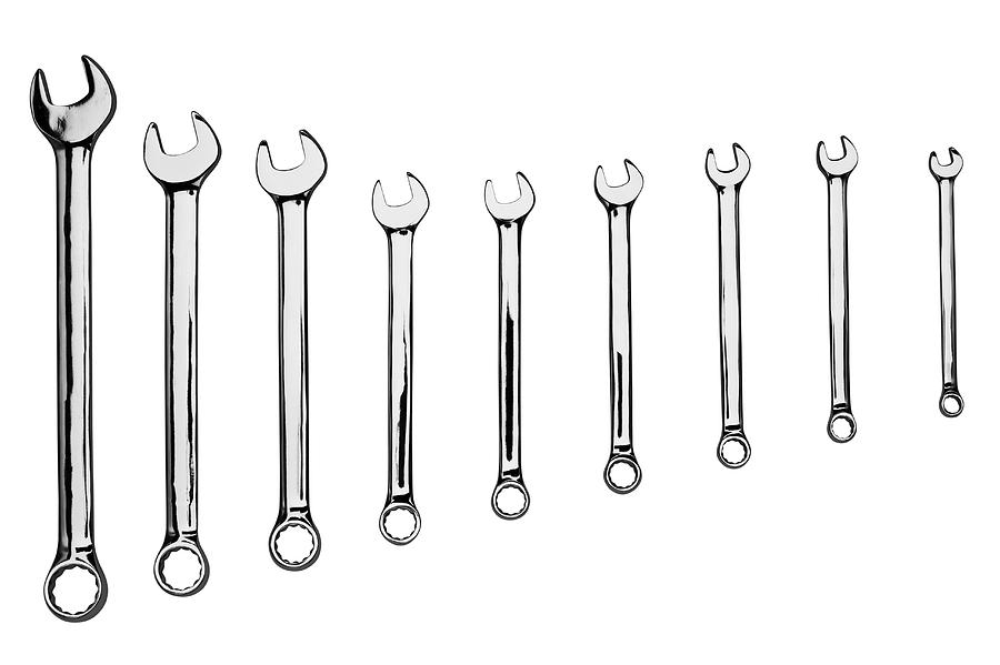 Nine spanners / wrenches Photograph by Creative Crop