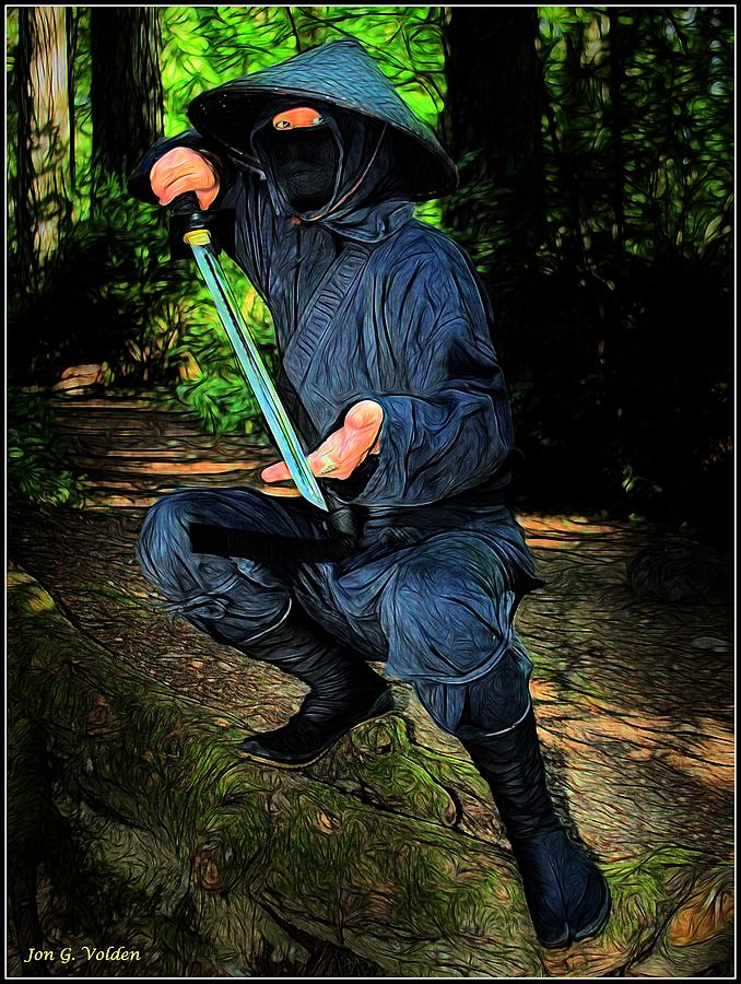 Ninja At The Ready Painting by Jon Volden