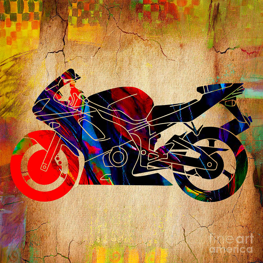 Ninja Motorcycle Art Mixed Media by Marvin Blaine