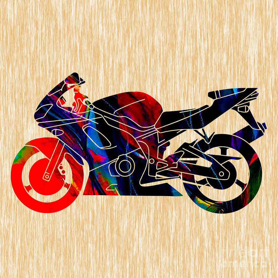 Ninja Motorcycle Painting Mixed Media by Marvin Blaine