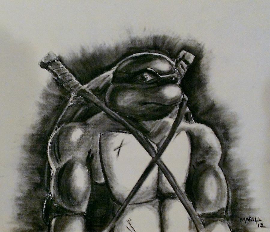 Michelangelo Drawing - Ninja Turtle Leonardo by David Magill