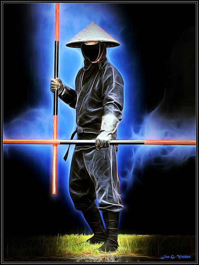 Ninja With Staves Painting by Jon Volden