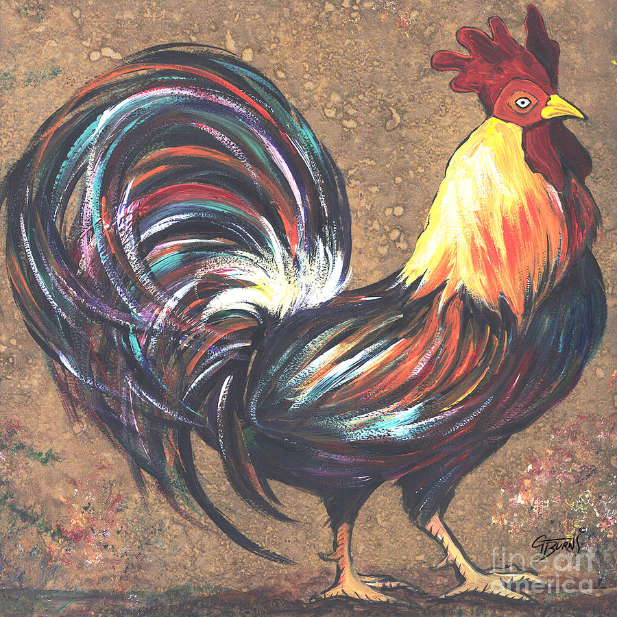 Chicken Painting - Nitas Colorful Rooster by GG Burns