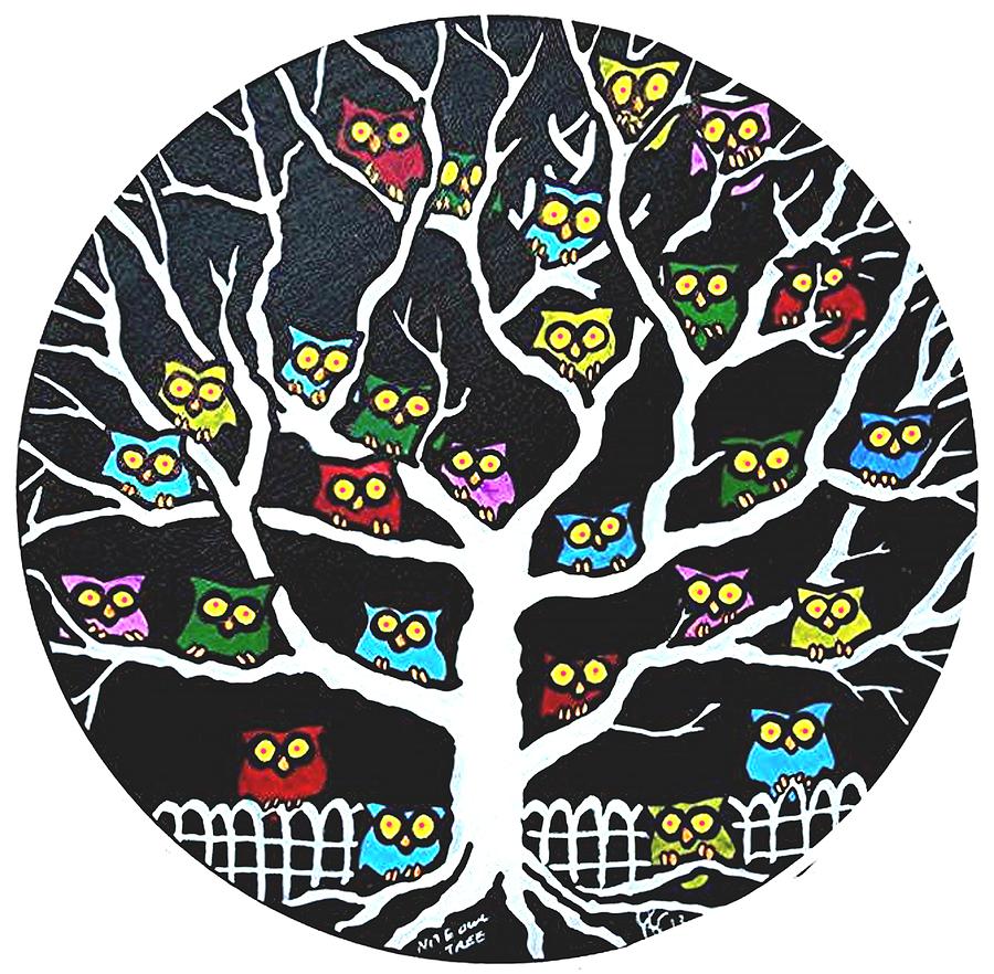 Nite Owl Tree Painting by Jim Harris