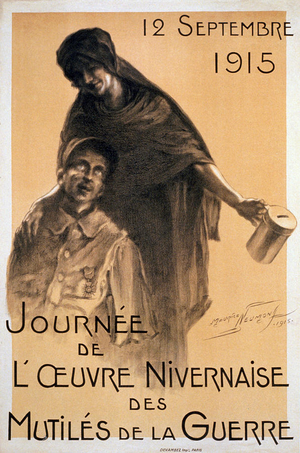Advert Drawing - Nivernaise Day For The War Disabled by Maurice Louis Henri Neumont