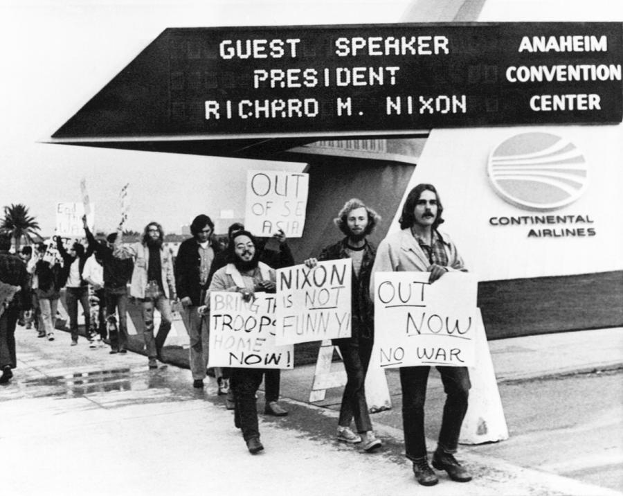 Nixon Protest In Anaheim Photograph by Underwood Archives
