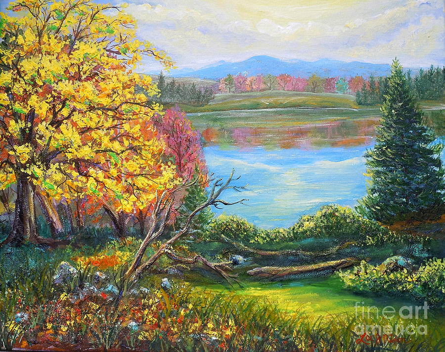 Nixons Glorious View of Fall at Greggs Pond Painting by Lee Nixon