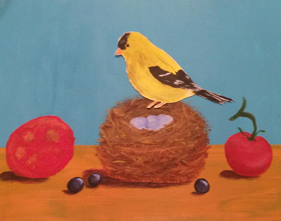 Blueberry Painting - NJ State Bird by April Maisano
