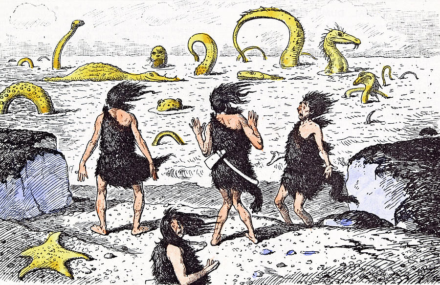 Prehistoric Drawing - No Bathing Today by Reed, Edward Tennyson (1860-1933), British