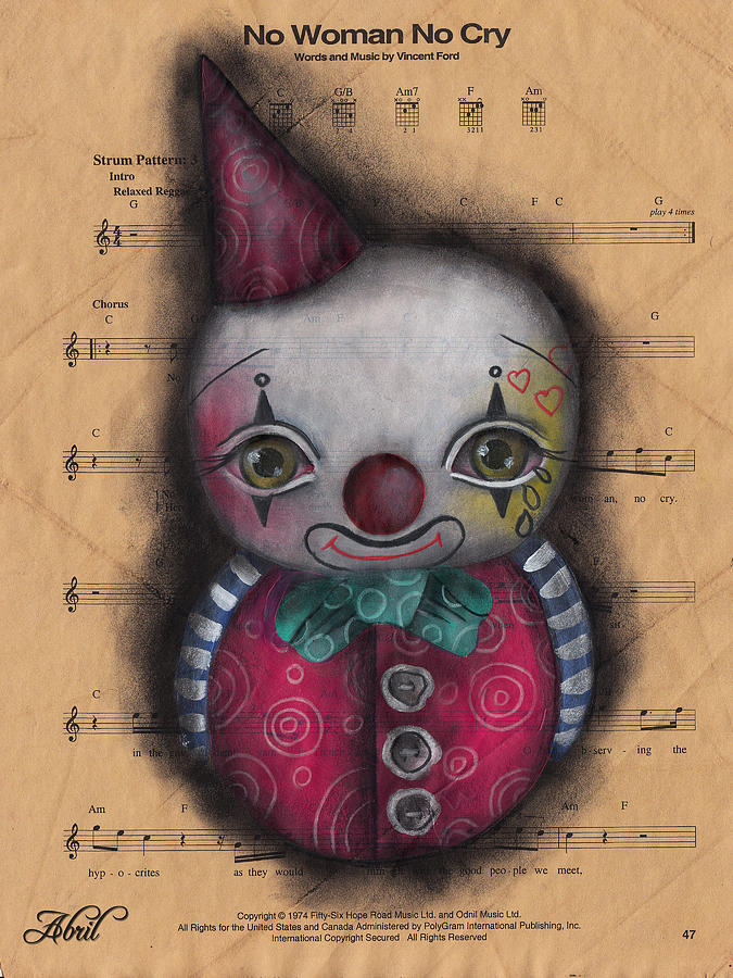No cry Clown Painting by Abril Andrade