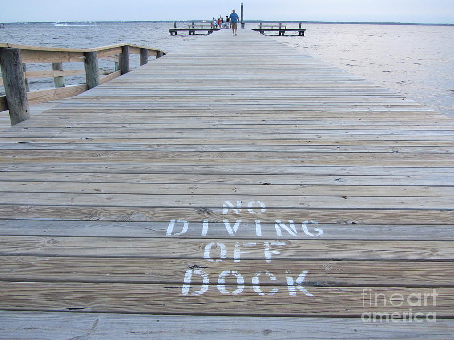 No Diving Off Dock - Waterscape Photograph by Susan Carella