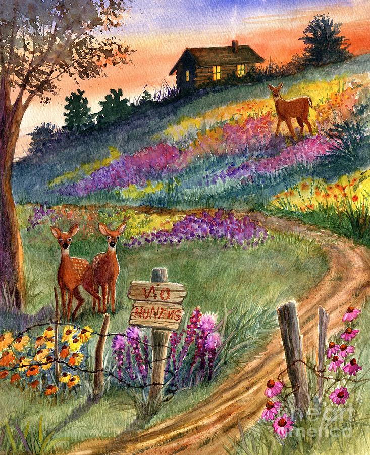 Deer Painting - No Hunting by Marilyn Smith