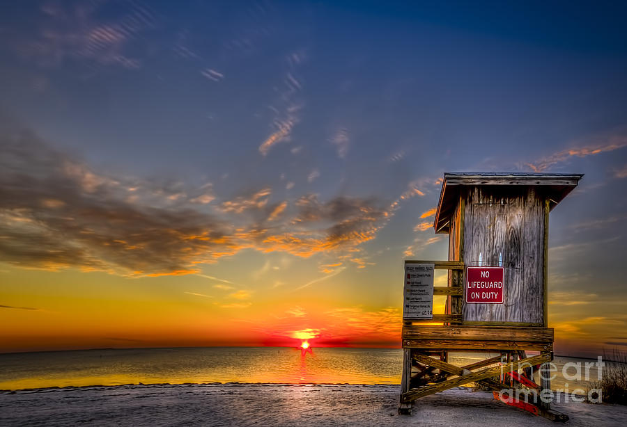 Sunset Photograph - No Life Guard On Duty by Marvin Spates