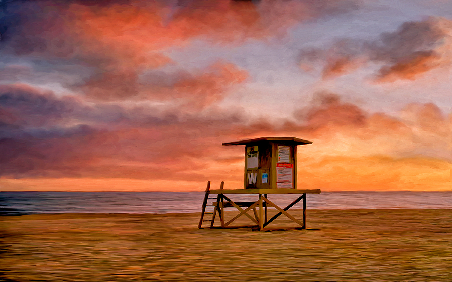 Newport Beach Painting - No Lifeguard on Duty at the Wedge by Michael Pickett