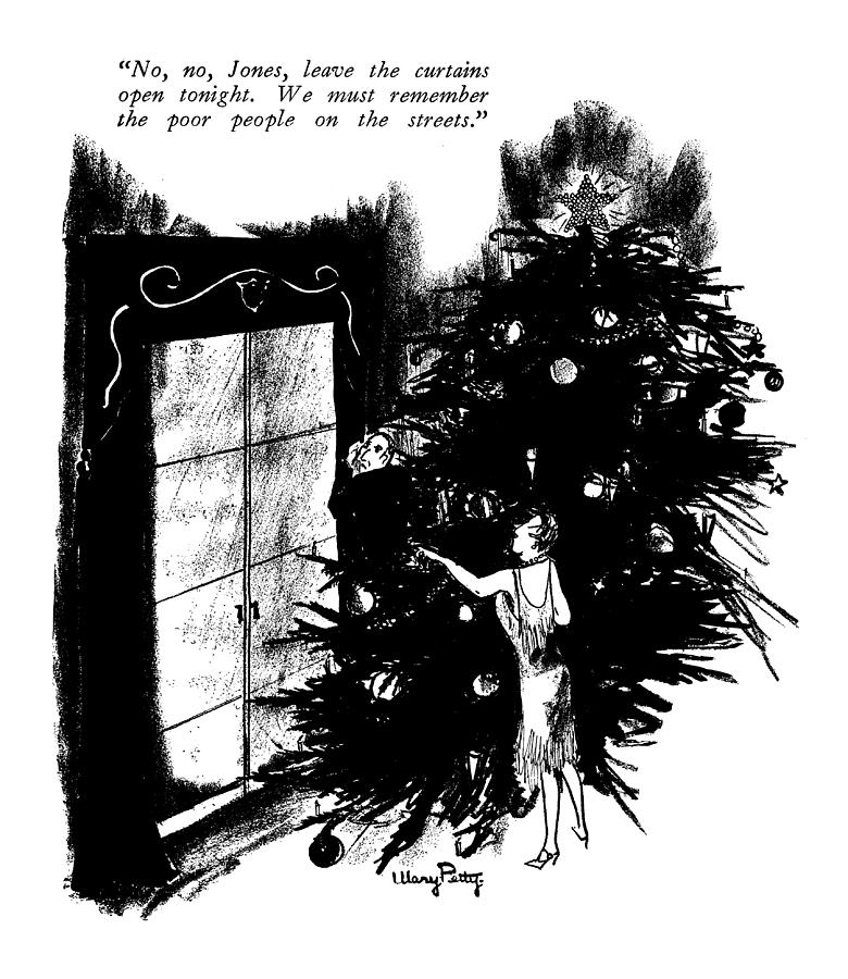Leave The Curtains Open Tonight Drawing by Mary Petty