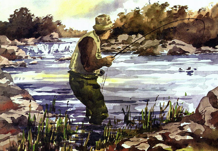MAYO  Fishing the Moy Painting by Val Byrne