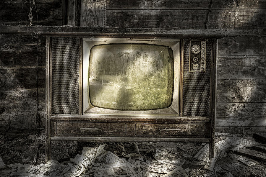Vintage Photograph - No Ones Watching - Vintage Television in an old barn by Gary Heller