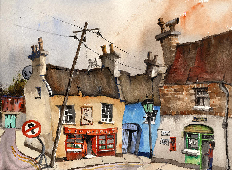 Castle Painting - No Parking Bunratty  Clare by Val Byrne