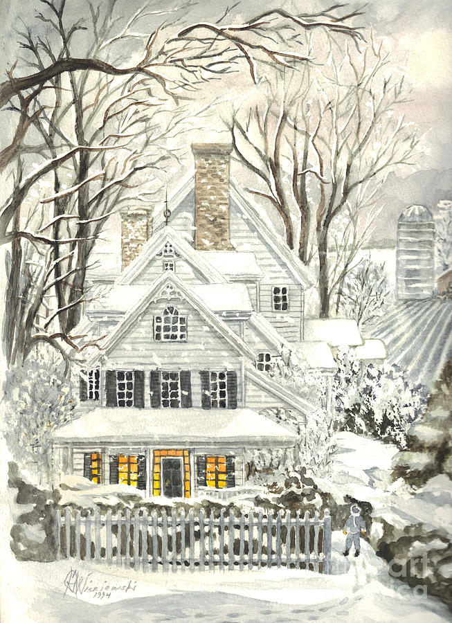 Winter Painting - No Place Like Home For The Holidays by Carol Wisniewski