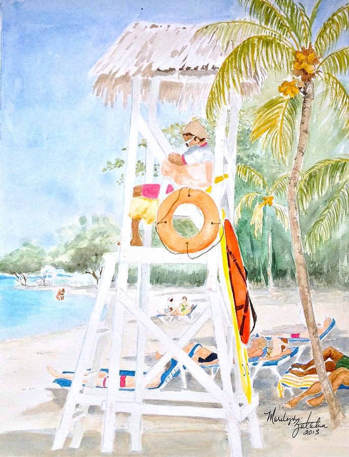 Beach Painting - No Problem in Jamaica Mon by Marilyn Zalatan