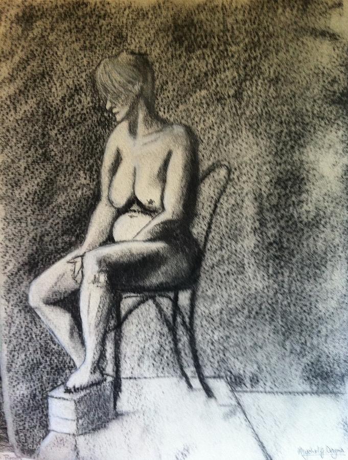 Nude Drawing - No Regrets.. by Michelle Deyna-Hayward