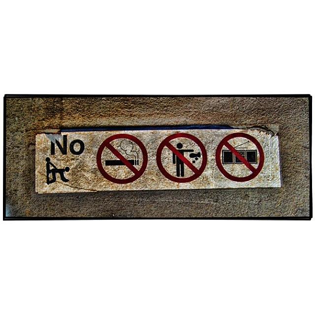 Sign Photograph - No Smoking, No Littering, No Music And by Marcus Friedhofer