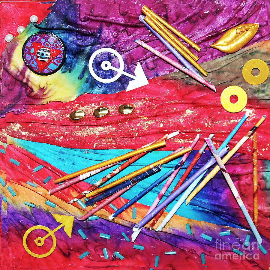 No Time to Lose Silk Collage Mixed Media by Alene Sirott-Cope