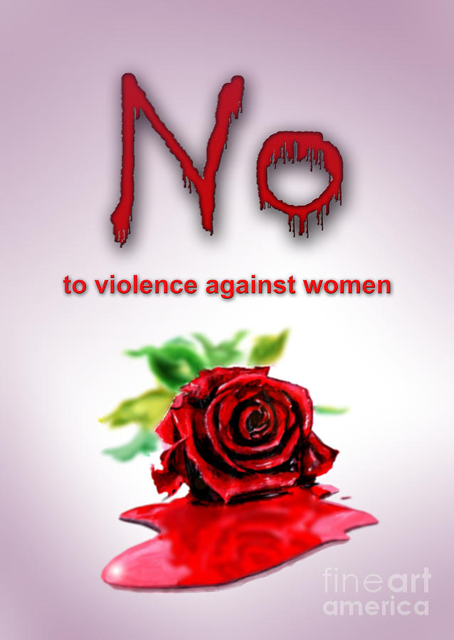 Just Say No Painting - No to violence against women by Amani Al Hajeri