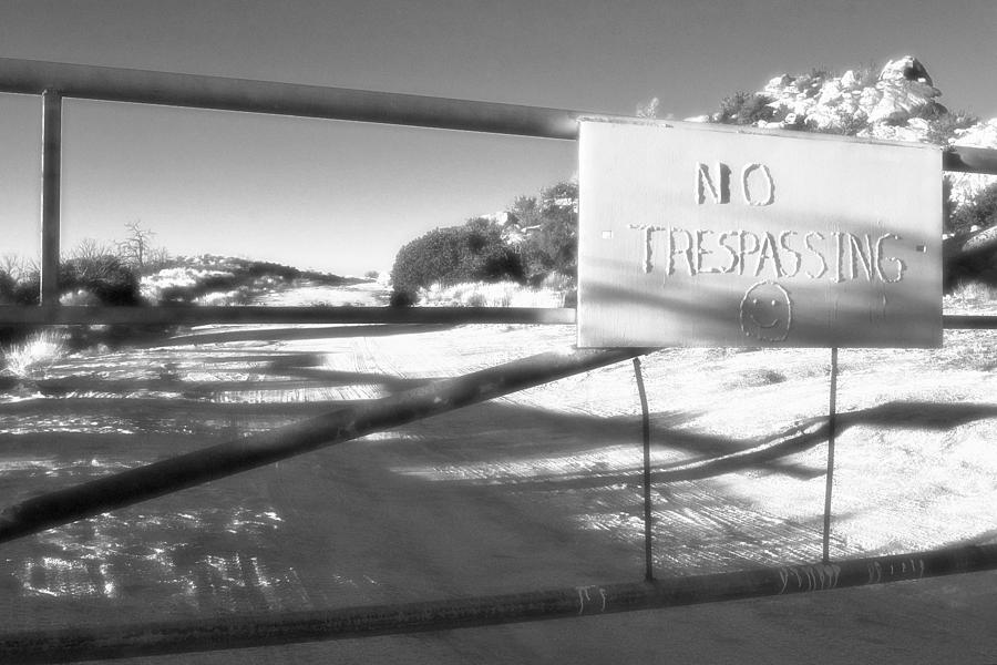 Black And White Photograph - No Trespassing BW by Scott Campbell